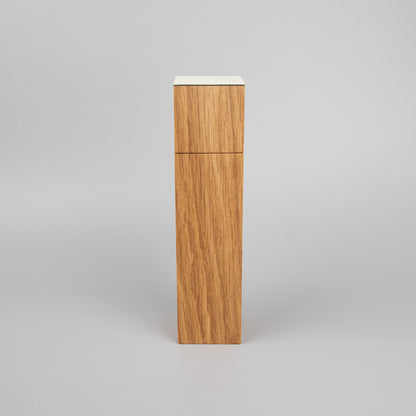 Pfeffermühle aus Eiche und Linoleum in creme